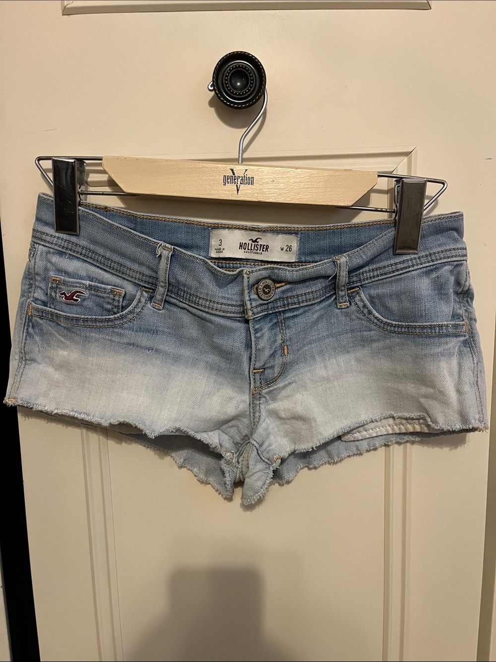Hollister Light Blue Distressed Denim Cutoff Shorts